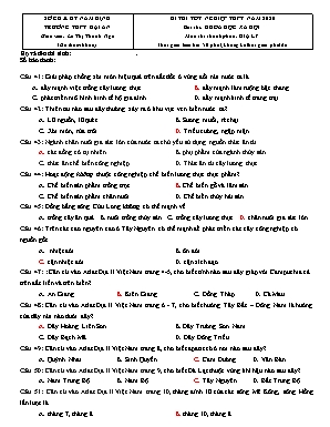 Đề thi Tốt nghiệp THPT môn Địa lý Lớp 12 năm 2020 - Lê Thị Thanh Nga